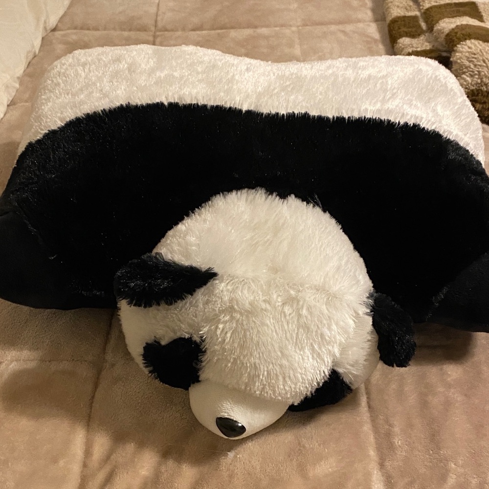 Plush Panda Stuffed Animal Pillow - Black and White
